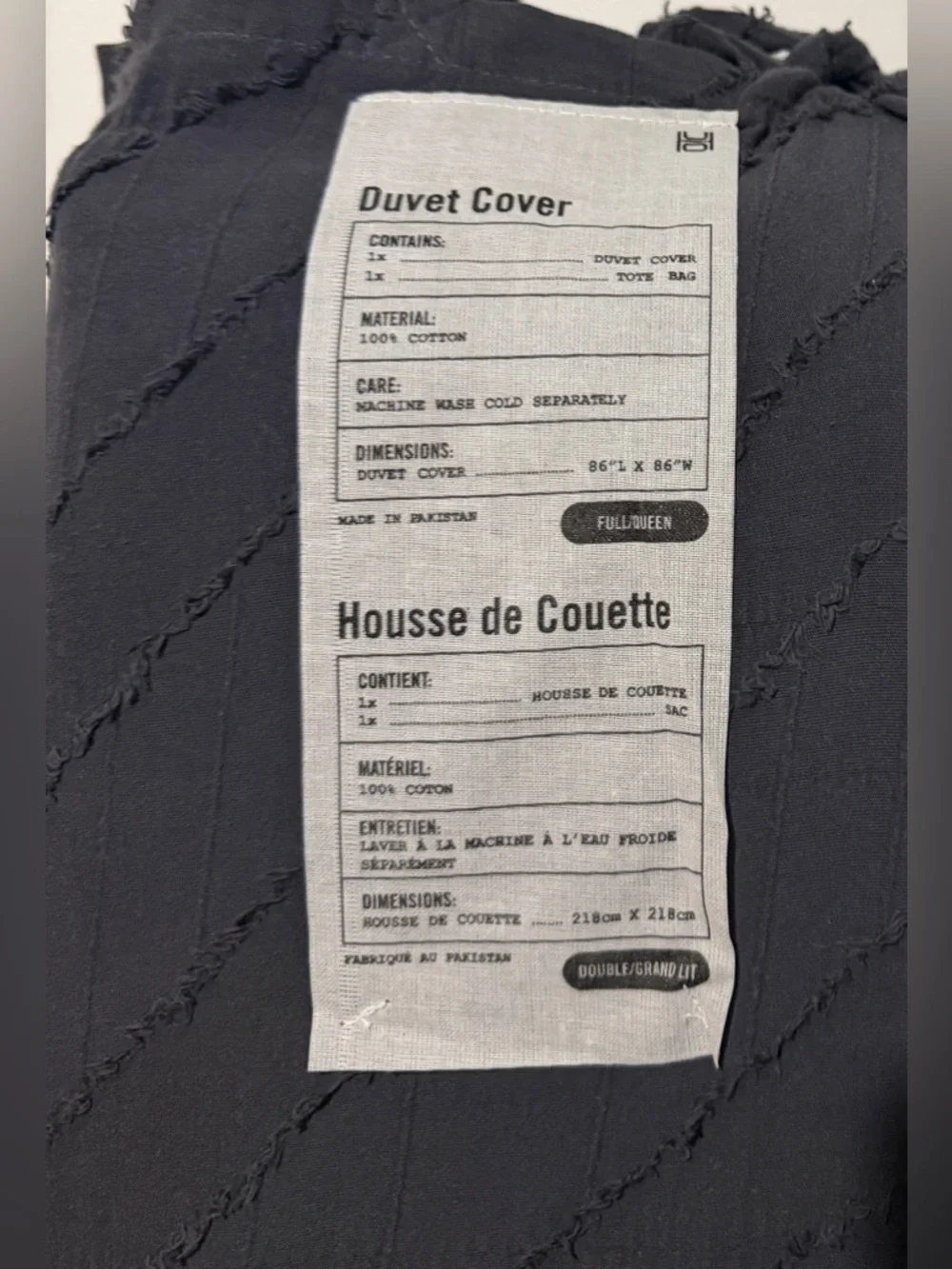 UO Home Black Duvet Cover Textured 100%Cotton